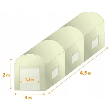 Tunel foliowy WYTRZYMAŁY 13,5 m² 450 x 300 cm zielony